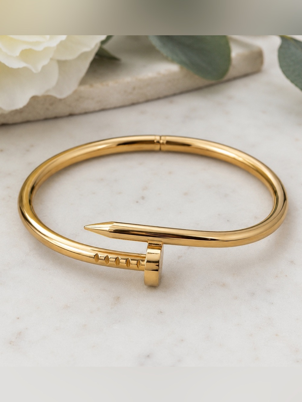 Gold Nail Wrap Bracelet - Modern Screw Design